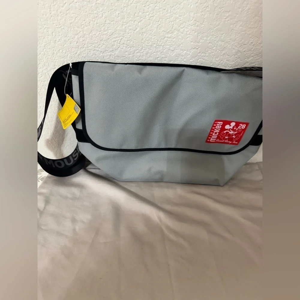 Disney Original Mickey Seaside Racing Vinyl Messenger Bag Gray NWT